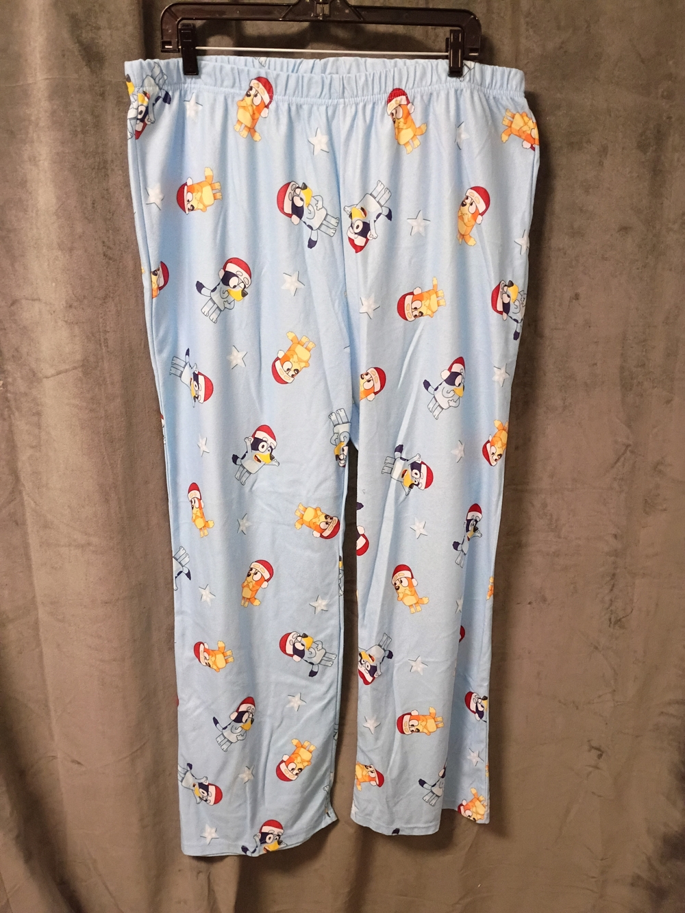 Bluey Light Blue Pajama Pants with Christmas Bluey Character Print Size XL NWT